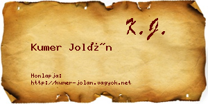 Kumer Jolán névjegykártya