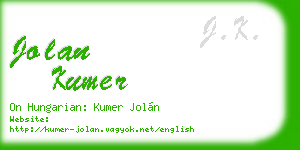 jolan kumer business card